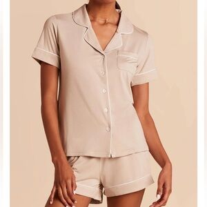 Birdy Grey Taupe Short Sleeve Pajama Set